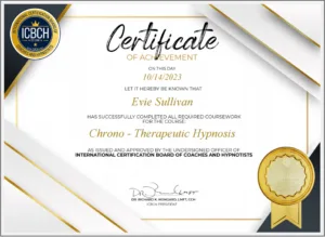 Evie Sullivan Medical Hypnosis Cert conv 2