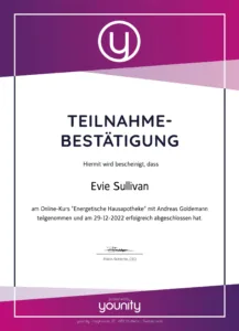 Evie Sullivan-zertifikat conv 1